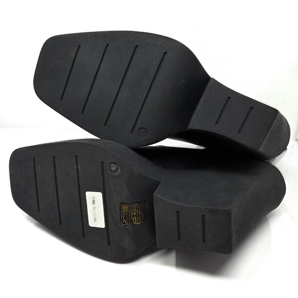 Gia Borghini Texan Platform Black Leather Sock Boots Size 40, US 10 Goth 90s - Picture 8 of 10